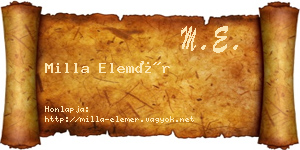 Milla Elemér névjegykártya