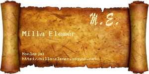Milla Elemér névjegykártya